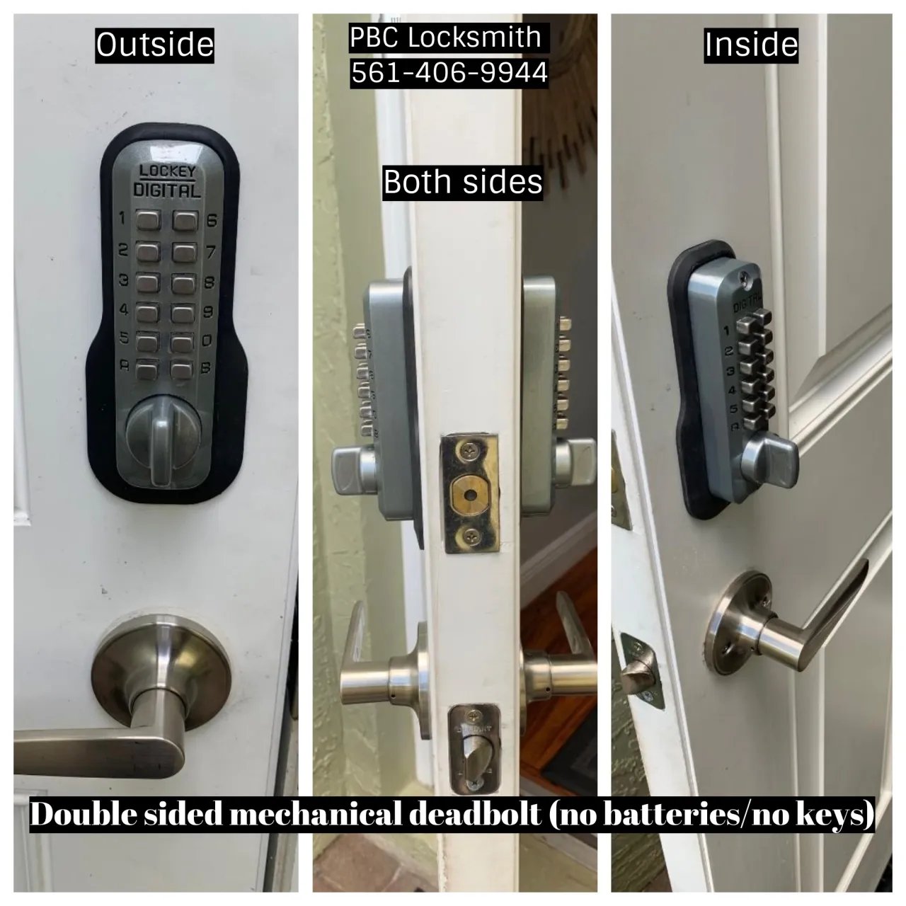 Double-sided mechanical keypad deadbolt — no batteries, no keys