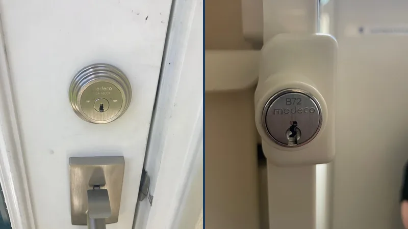 Medeco high-security deadbolt and Medeco cylinder installed by PBC Locksmith